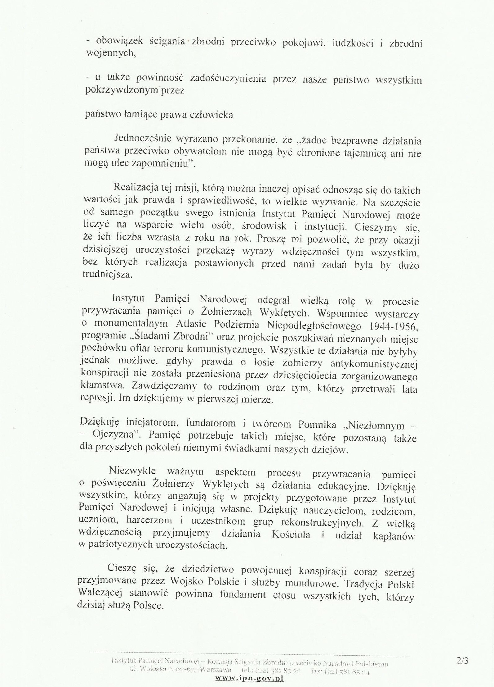 List Prezesa IPN dr Łukasza Kamińskiego 002